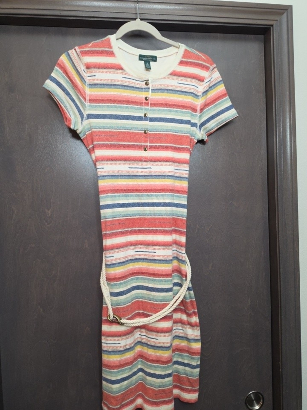 Lauren Ralph Lauren Short-Sleeve Striped Knit Dress in Multi